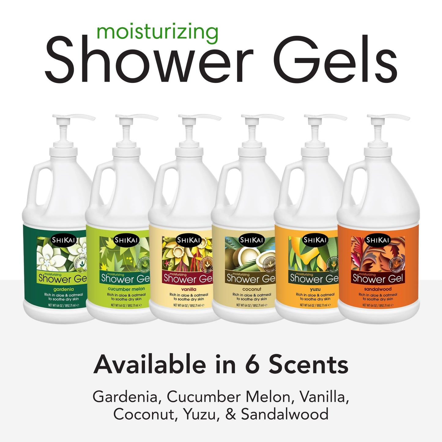 ShiKai Daily Moisturizing Shower Gel (Melon, 64 oz) | Gentle Soap-Free Body Wash for Dry and Sensitive Skin | With Aloe Vera & Oatmeal