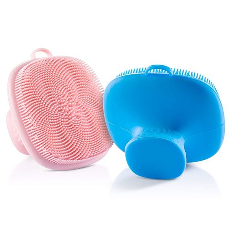 VWMYQ 2 Pack Silicone Face Scrubber for Men and Women Facial Cleansing Brush Silicone Face Wash Brush Manual Waterproof Cleansing Skin Care Face Brushes for Cleansing and Exfoliating (Blue_Pink)