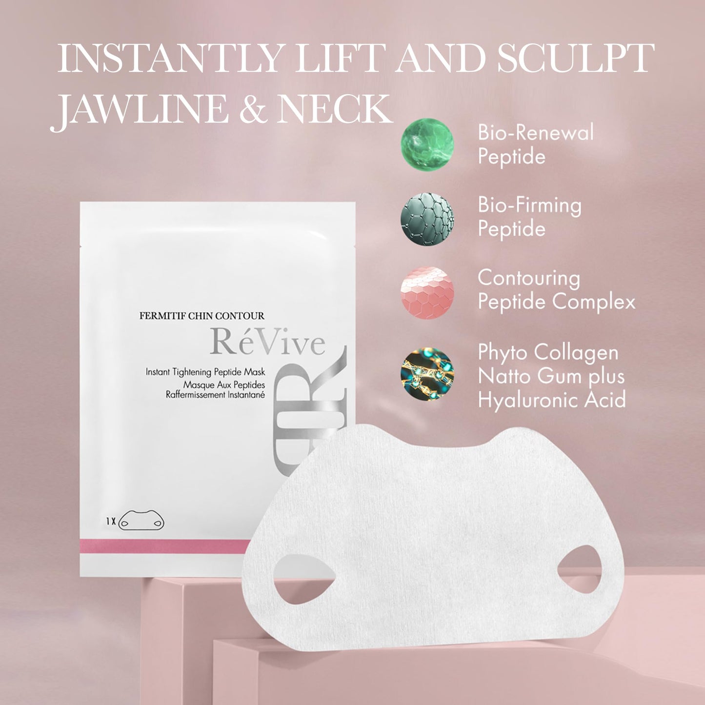 RéVive Neck & Chin Mask - Fermitif Jawline Shaper to Help Sculpt, Tone & Define Neck and Facial Skin - Helps to Improve the Appearance of Fine Lines, Wrinkles & Skin Texture (6 Count)
