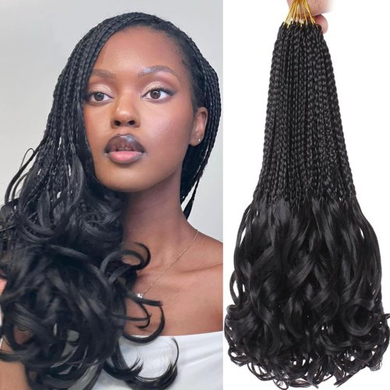 COOKOO 9 Packs 135 Strands French Curl Crochet Braids 14 Inch Natural Black Pre Looped French Curly Braiding Hair for Women Goddess Braids Hair with Curly Wavy Ends Synthetic Hair Extensions 1B#