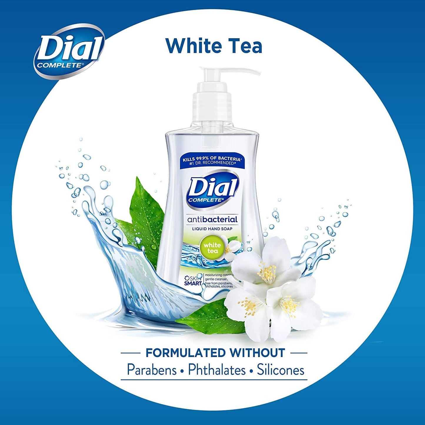 Dial Anti-Bacterial Liquid Soap with White Tea - 7.5 oz Pump (Pack of 6)