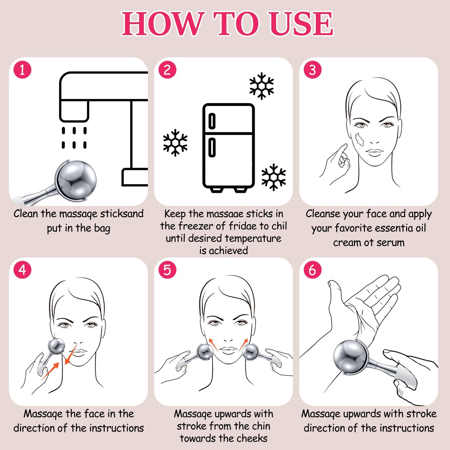 Cryo Sticks for Face-360 Rotating Unbreakable Steel Ice Globes, Cold Massage Roller Ball -Facial Skin Care Tools for Women, Ice Globes for Face and Eyes-Face Ice Roller-Ice Roller for Face
