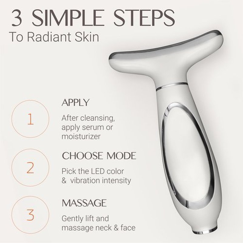 SOLVANTA 4-in-1 Red Light Face Massager Device: Gentle Heating, Vibration, Cool and 4-Color LED Light – Home Self-Care Tool for Skin Wellness (White)