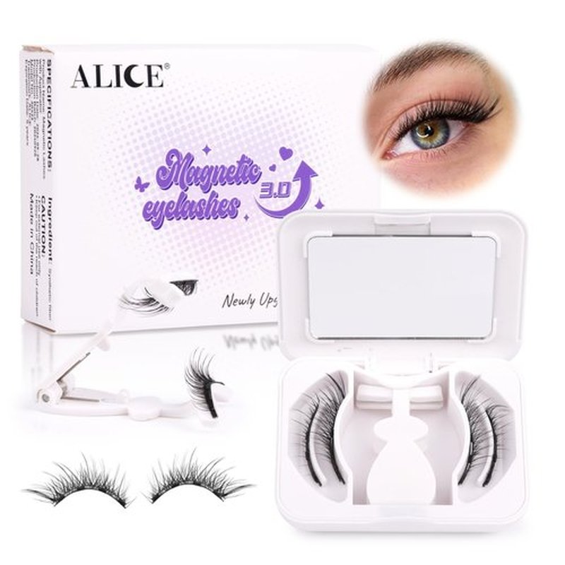 ALICE Upgrade Magnetic Eyelashes Kit Natural Wipy Magnetic Lashes without Eyeliner Magnetic Eyelashes with Applicator Easy to Wear and Remove No Glue Needed Magnetic Lashes Kit