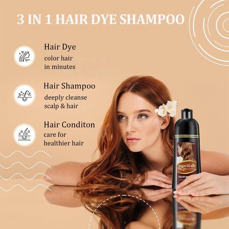 Dark Coffee Hair Dye Shampoo 3 in 1 for Gray Hair Coverage, Argan Oil Shampoo Para Pintar el Cabello, Coffee Shampoo Hair Dye for Women Men, Instant Hair Color Shampoo, Champu Para Canas 500ML