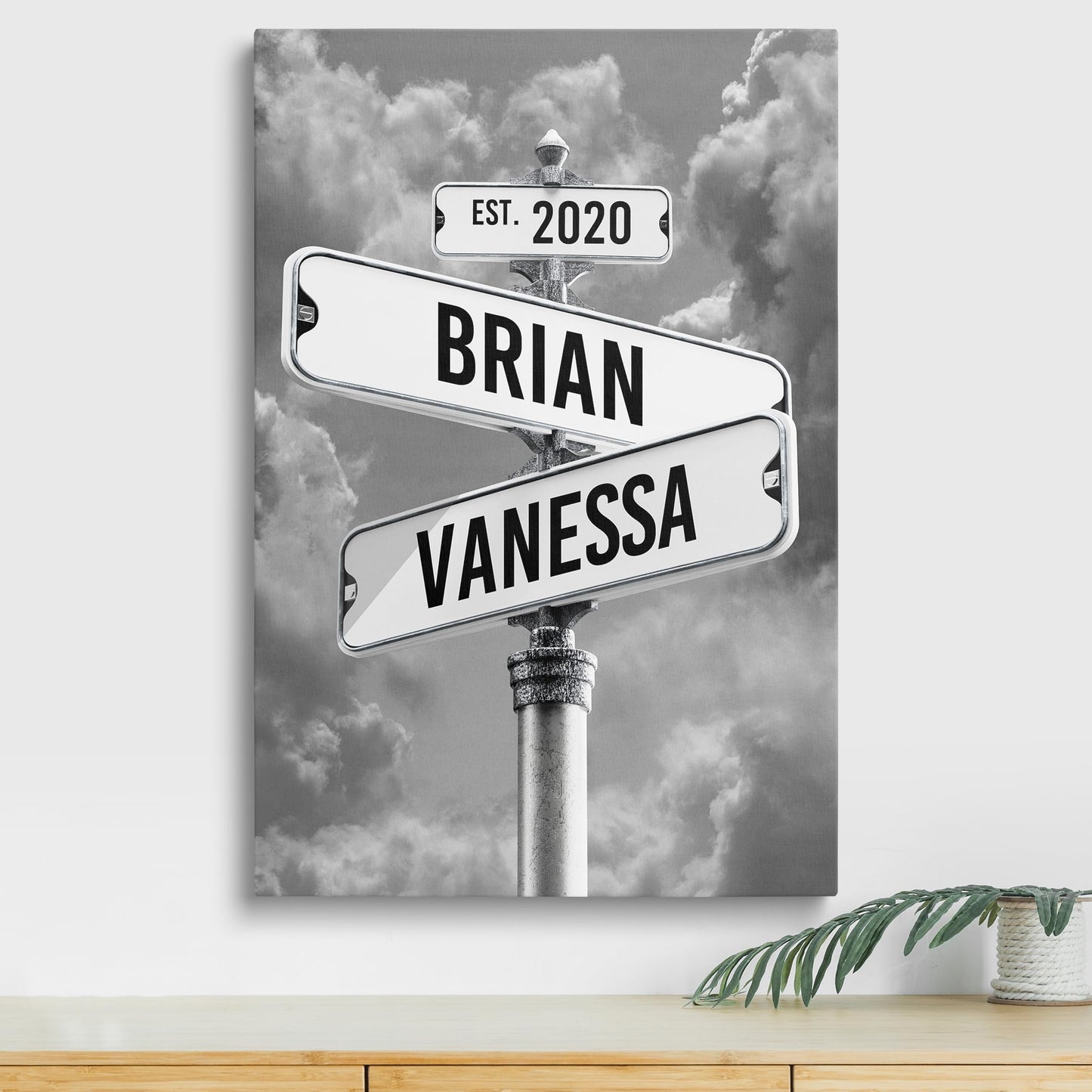 Personalized Canvas Gifts For Couples - Custom Vintage Street Sign Name And Date Canvas Poster Print, Christmas Gifts, Valentines Day, Wedding Gift - Gift Wrapping Available (Style 1)