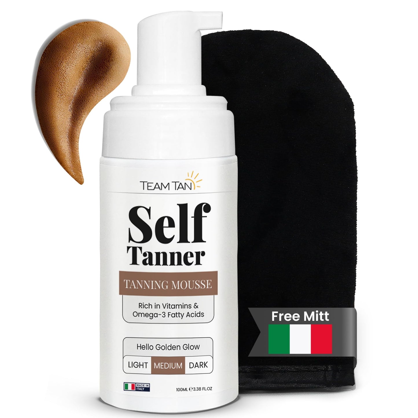 Self Tanning Mousse - Tanning Mousse Self Tanner for Face and Body, Sunless Tanner Kit for Fake Tan, Aloe Vera and Vitamin Fake Tanners for Instant Tan (3.38 fl oz | Medium)