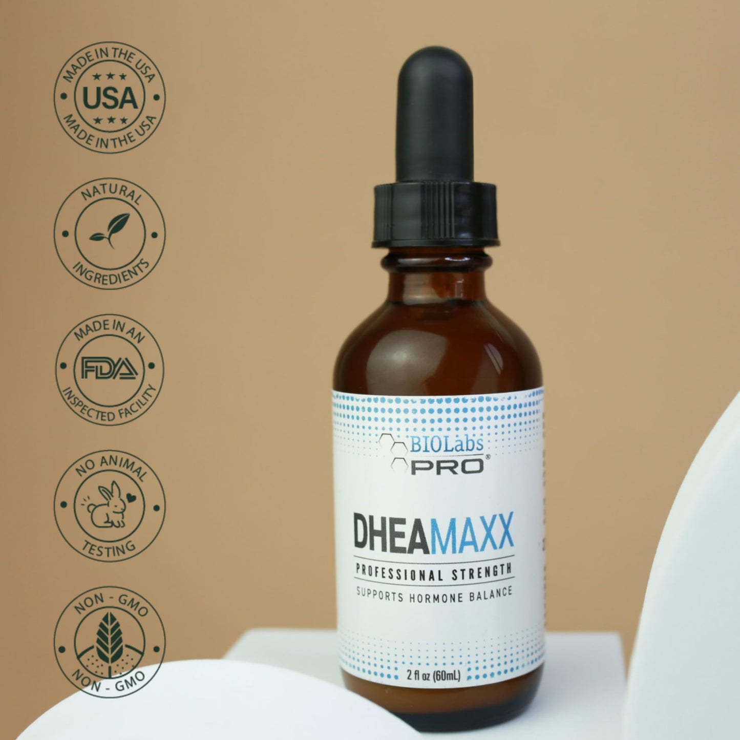 BIOLABS PRO Dhea Oil - Bioidentical Natural Hormone Balance Support For Women or Men - Six Month Supply - Topical - 2oz