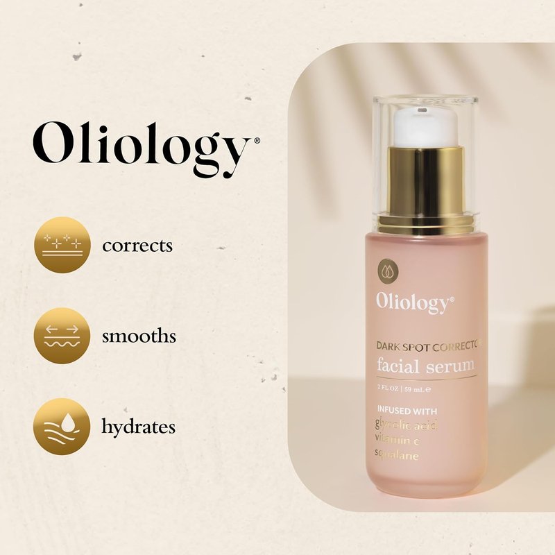 Oliology Facial Serum - Hydrating Glycolic Acid & Vitamin C Formula | Softens Skin, 2 Fl Oz