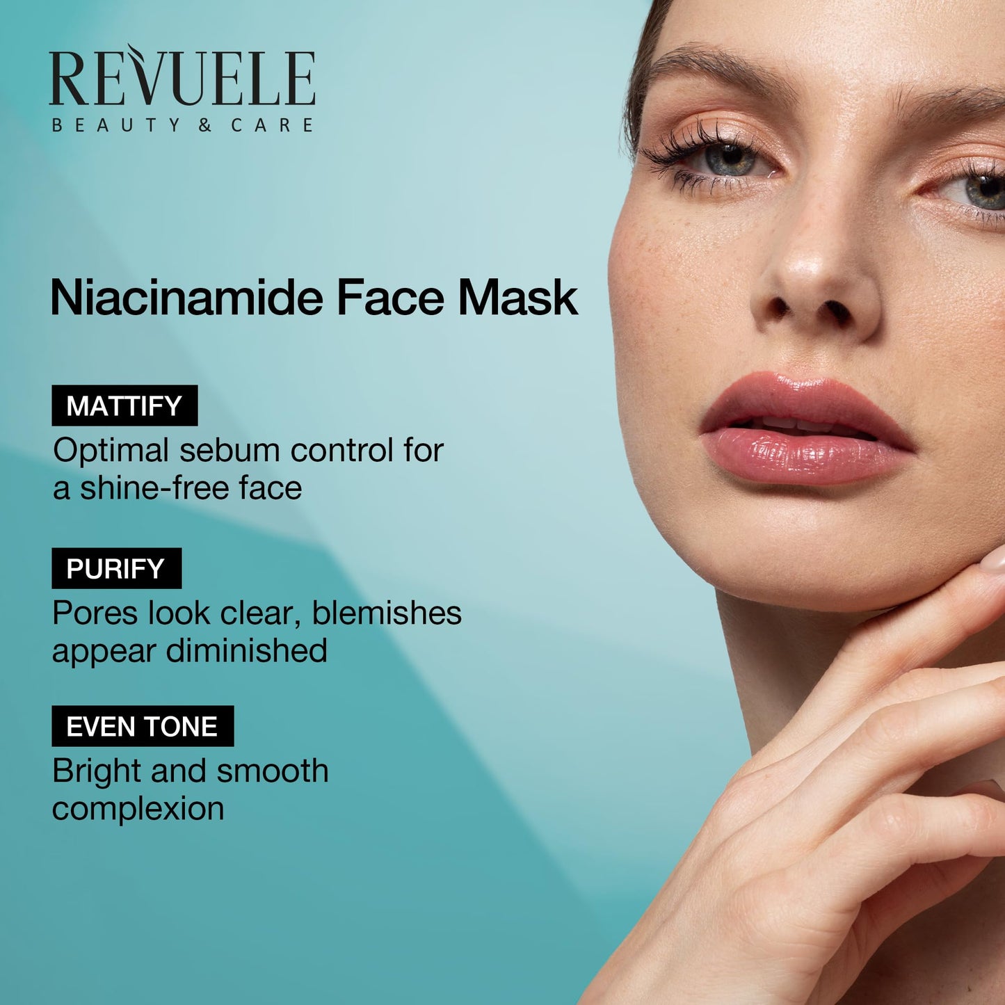 Revuele Niacinamide Face Mask – Pore Minimizing & Balancing Clay Formula with Zinc, Vitamin B3 & Macadamia Oil – Vegan Facial Skincare for Blemish-Prone Skin 1.69 fl.oz