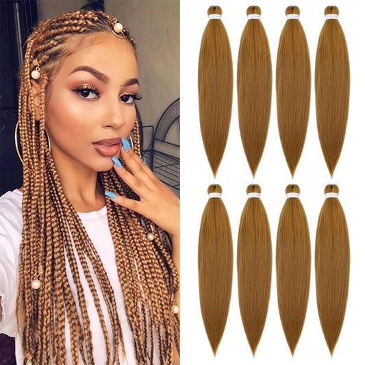 Pre Stretched Braiding Hair 30 Inch 8 Packs Honey Blonde Braiding Hair Long Braids Hair Extensions Synthetic Braid Hair For Braiding Crochet Braids
