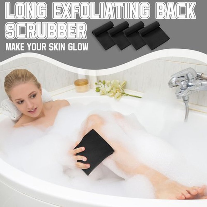 Tatuo 4 Pieces Korean Washcloth Exfoliating Long Korean Exfoliating Cloth Exfoliating Back Scrubber for Body Men Women Korean Bath Towel Japanese Exfoliating Washcloth Dead Skin Remover (Black)