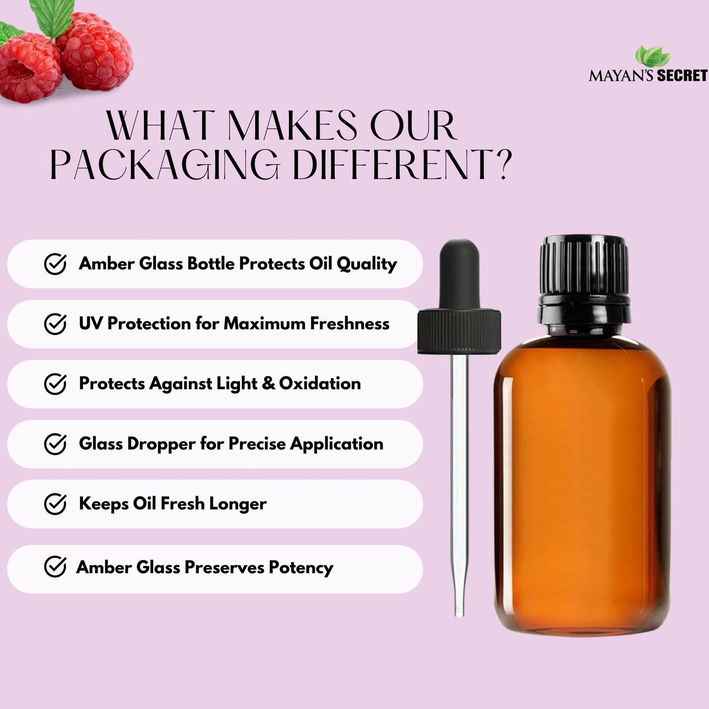 Mayan’s Secret Red Raspberry Seed Oil 4 oz – 100% Pure Cold Pressed Unrefined Virgin Oil for Skin, Face, Hair & Body – Lightweight Moisturizing Oil