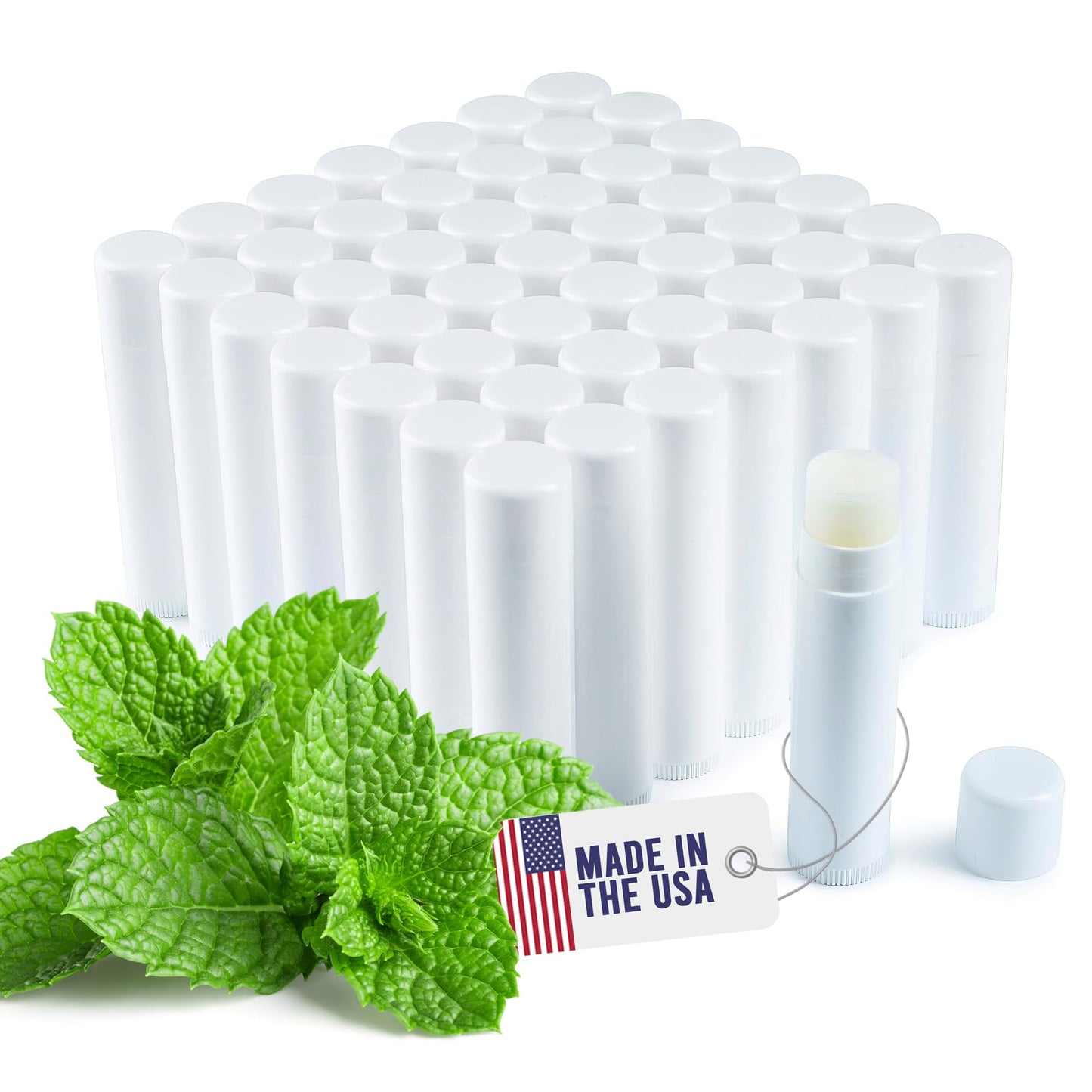 Lip Balm Bulk Unlabeled - Made in USA 150 Pack Peppermint Bulk Chapstick - Natural Ingredients Vitamin E Shea Butter - Custom Chapstick Bulk For Party & Wedding Favors