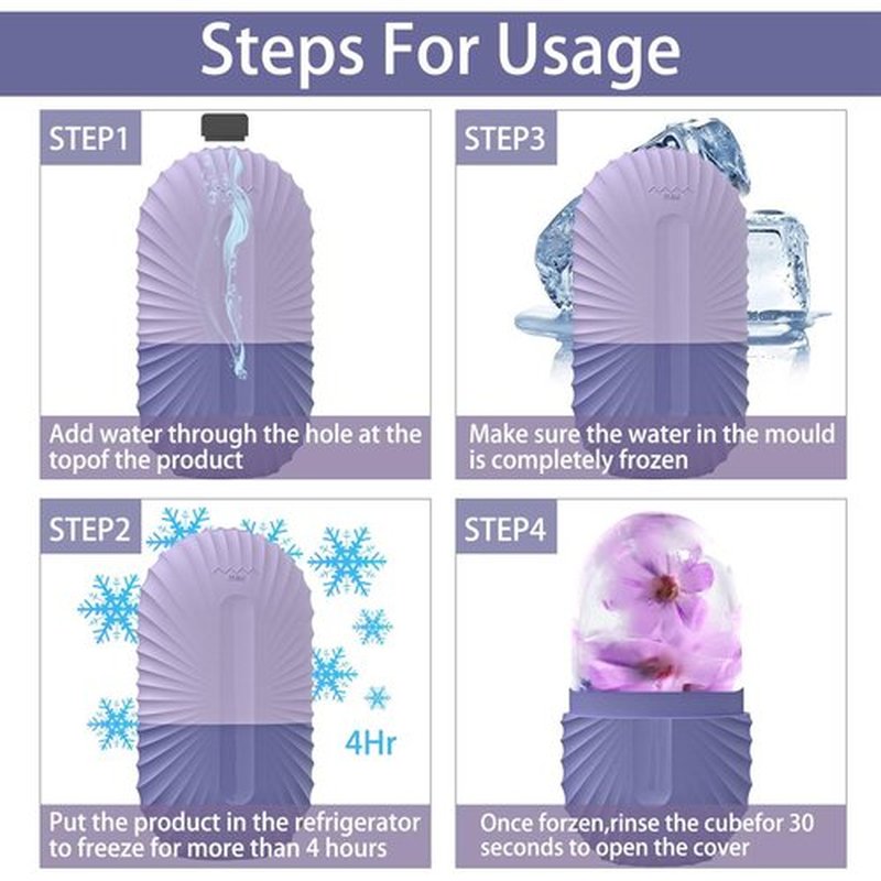 KOGITI Ice Mold for Face, Ice Roller for Face & Eye, Beauty Facial Ice Rollers Ice Holder Mold Face Puffiness Relief Massage Skin Care Tools, Ice Facial Cube (Shell-Purple)