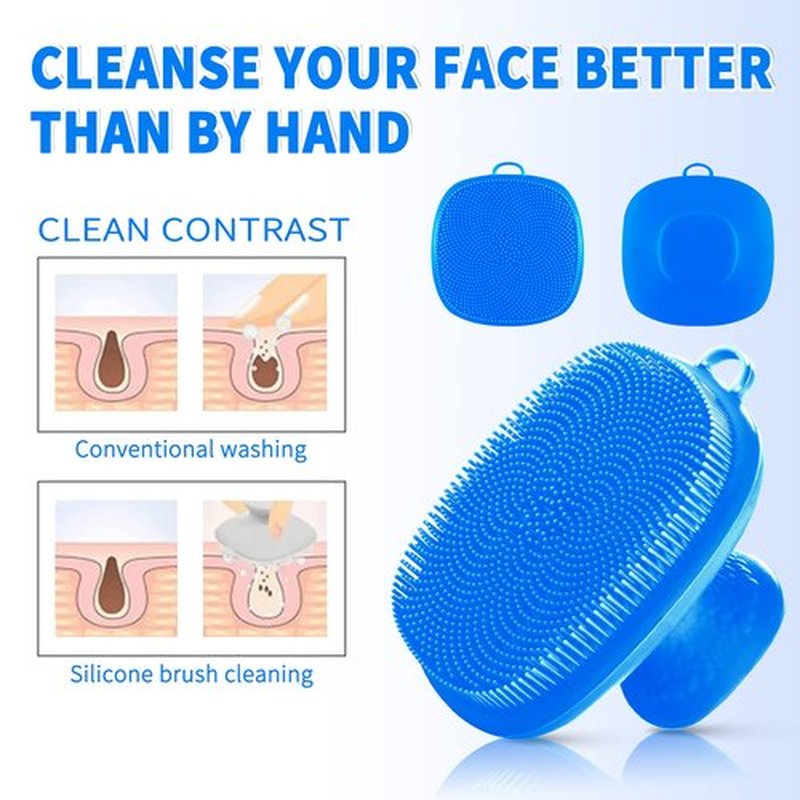 VWMYQ Silicone Face Scrubber for Men Facial Cleansing Brush Silicone Face Wash Brush Manual Waterproof Cleansing Skin Care Face Brushes for Cleansing and Exfoliating (Blue)