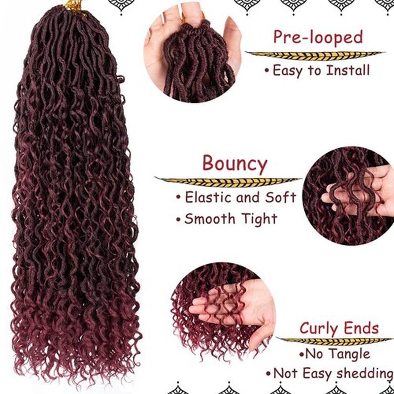 Beverlee 24 Inch Goddess Locs Crochet Hair 8 Pcak Boho Faux Locs Boho Goddess Locs Crochet Locs Pre Looped Soft Hippie Locs Synthetic Bohemian Curly Crochet Locs Hair for Black Women TBUG#