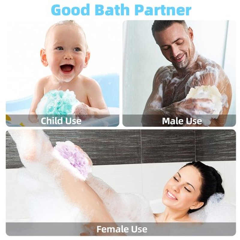 Chuya Shower Loofah Sponge 70g/PCS，4 Pack Bath Sponges Deep Cleaning Large Loofahs Bathing Scrubbers for Women Men Kids