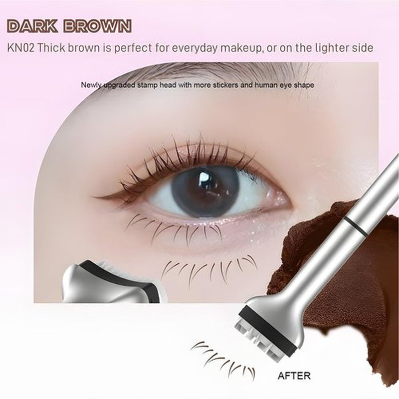 Lower Eyelash Stamp - Waterproof Lazy Lash Stamp with Ink | Lower Lash Eyelinerr Stamp Tool | Liner Stamp Tool for Eye Makeup | Eye Liner Pen for Females (Brown)