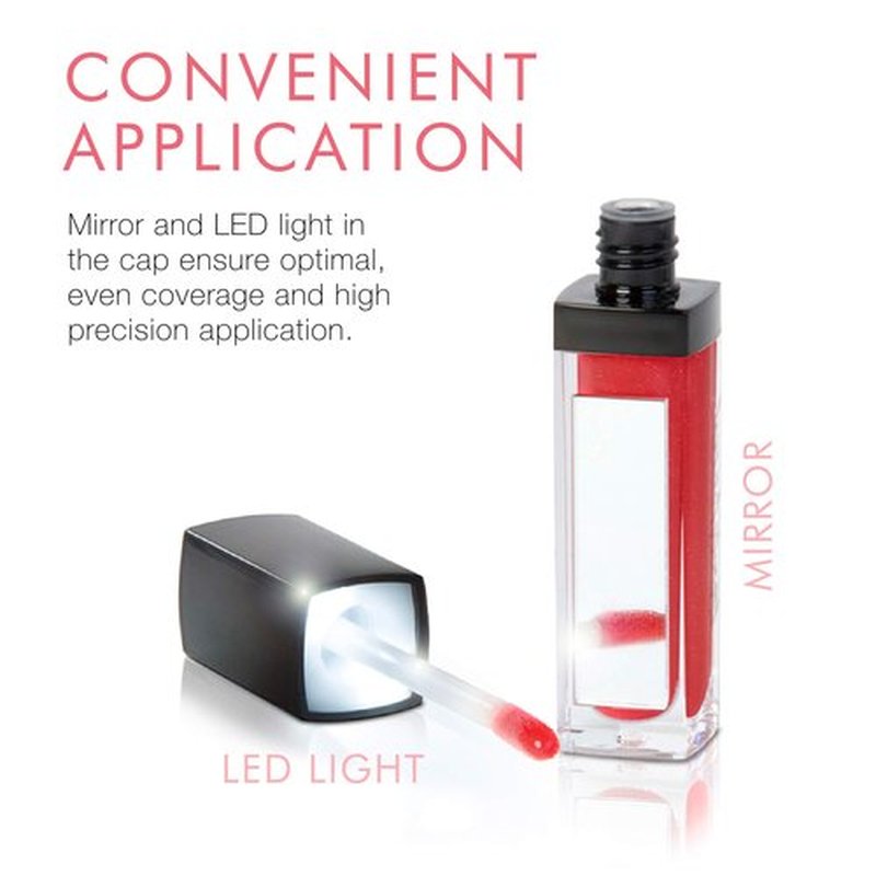 Beauty For Real Lip Gloss + Shine, Light My Fire - Opaque Everyday Red - Non-Sticky Plumping & Hydrating Gloss - Light & Mirror In Cap - Contains Marine Collagen - 0.15 fl oz