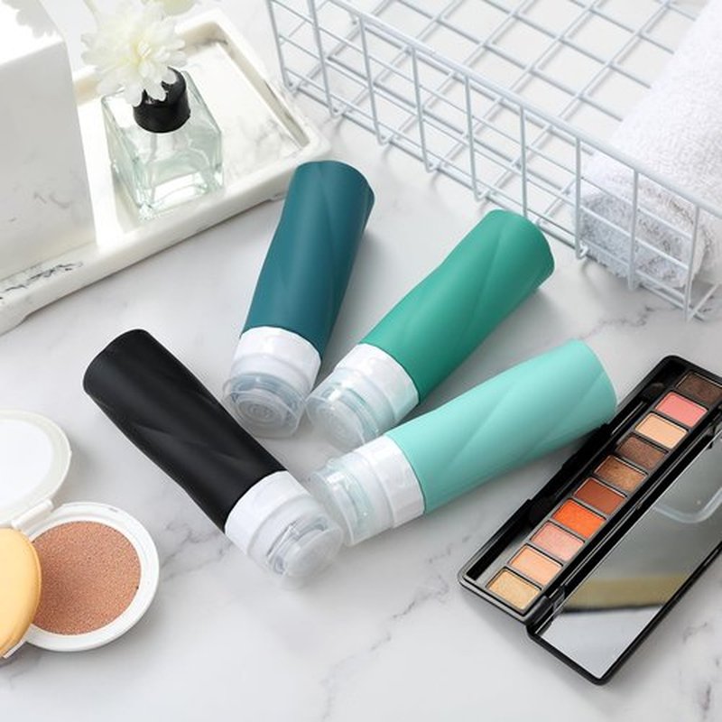 Gemice Travel Bottles for Toiletries, 3oz Tsa Approved Travel Size Containers BPA Free Leak Proof Squeezable Silicone Travel Size Containers, Travel Accessories with Clear Toiletry Bag (4 Pack)
