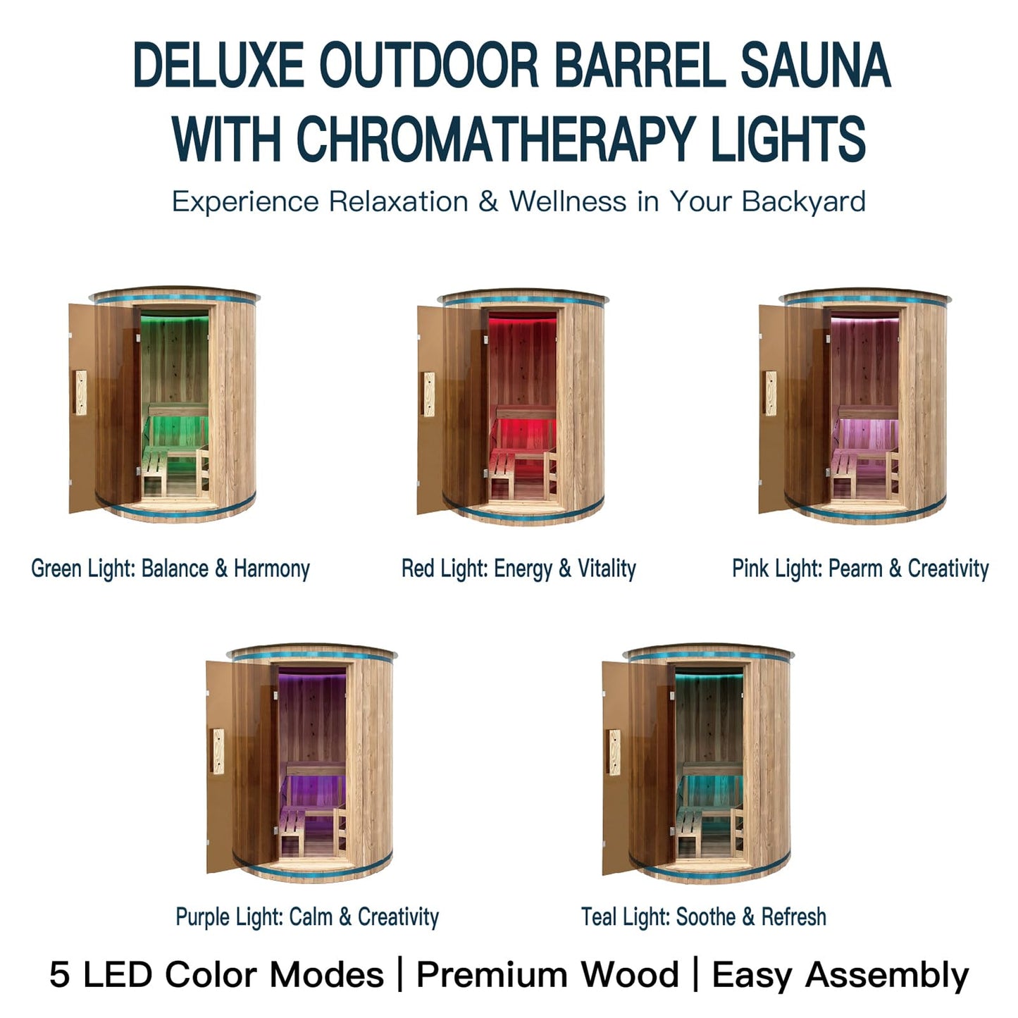 78"H Vertical Barrel Outdoor Sauna, 4-Person Traditional Japanese Cedar Wood Sauna with 6KW ETL-Certificated Heating Stove, Professional Grade Home Garden Spa, 5-Color LED Lights & Tempered Glass Door