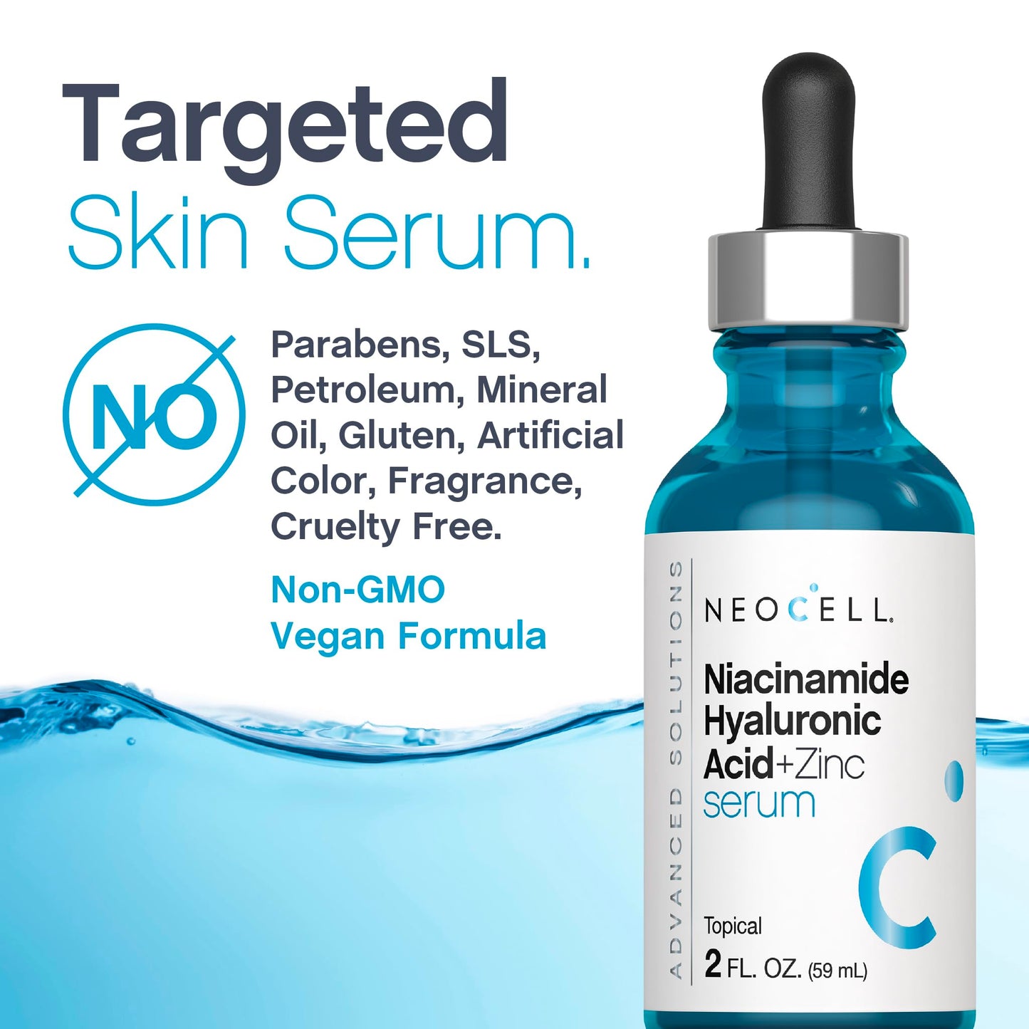 NeoCell Niacinamide Hyaluronic Acid Serum | 2 fl oz | Plus Zinc