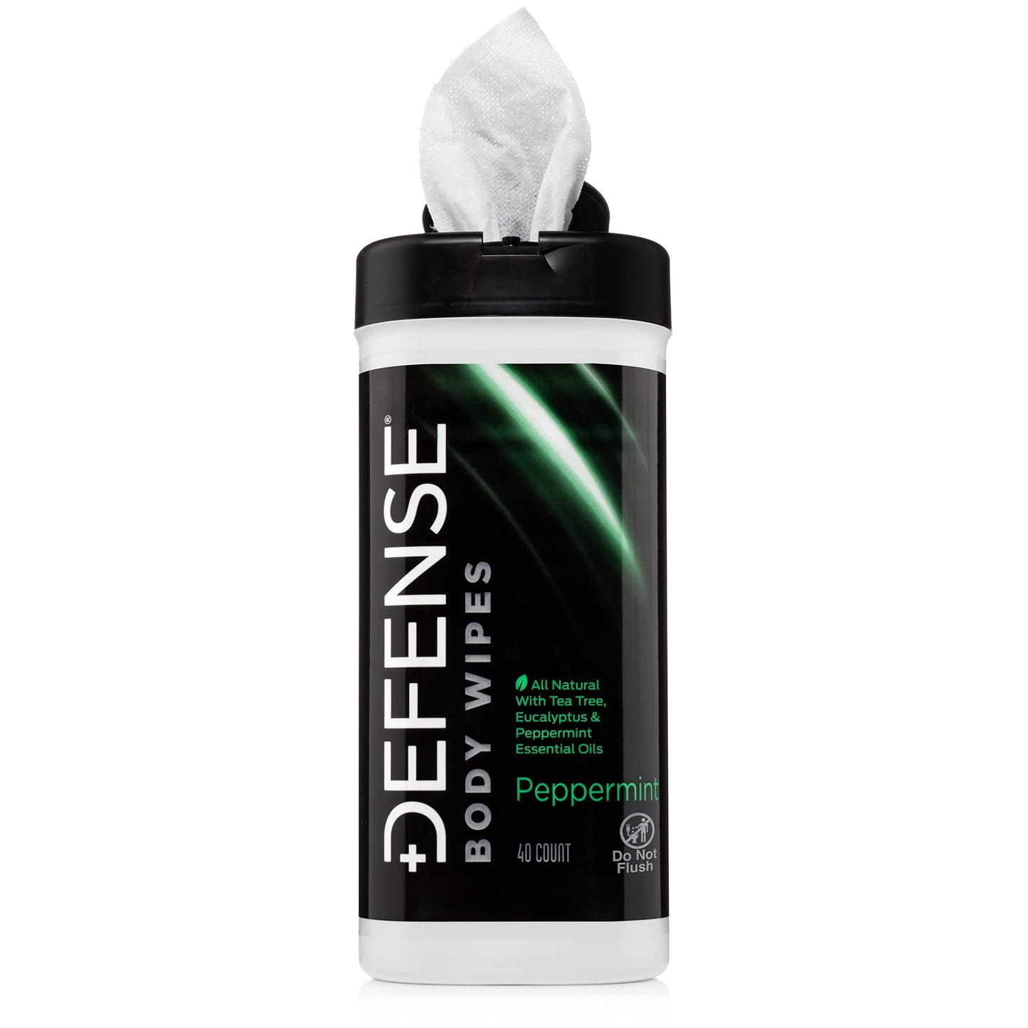 Defense Soap All Natural Peppermint Body Wipes with Tea Tree Oil | Wrestling, Combat, Camping, Gym, Post Workout Shower Wipes for Men and Women. 40 Count