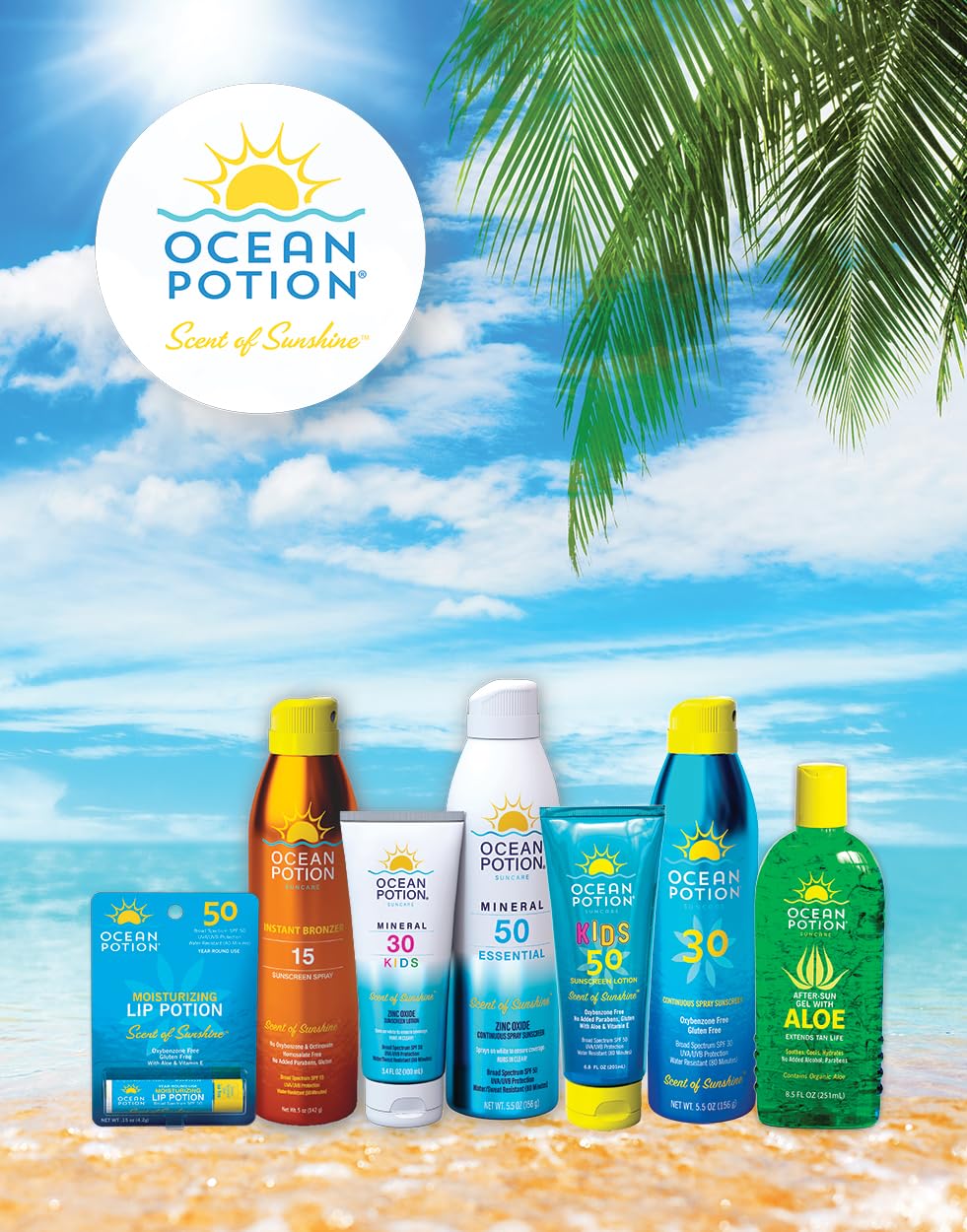 Ocean Potion Mineral Sunscreen Spray SPF 50 - Zinc Oxide Sunscreen Spray for Broad Spectrum UVA/UVB Protection - Lightweight, Water-Resistant Mineral Sunscreen Oxybenzone-Free - 5.5 oz