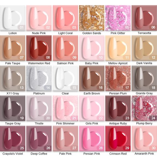 REDNEE 39pcs Dip Powder Nail Kit Starter, 30 Neutral Skin Color White Pink Dipping Powder Set with Top Base Coat Activator & Nail Brush File for Valentine's Day Nail Art Manicure Salon Gift Set RE19