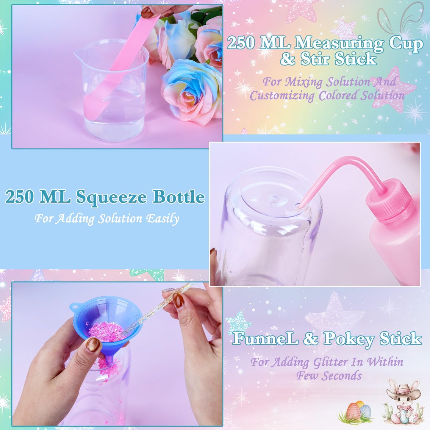 Snoverre 6 Pack 16 Oz Easter Themed Acrylic Snow Globe Tumbler DIY Starter Kit, Double Wall Plastic Pre-Drilled Snowglobe Tumbler Supplies Craft Tool Set, Including Uv Dtf Wrap