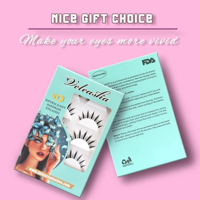 Veleasha Manga Lashes Wet Look False Eyelashes 100% Handmade Eyelashes Anime Fake Lashes Lightweight False Lashes with Soft Clear Band 5 Pairs Pack (Demon)