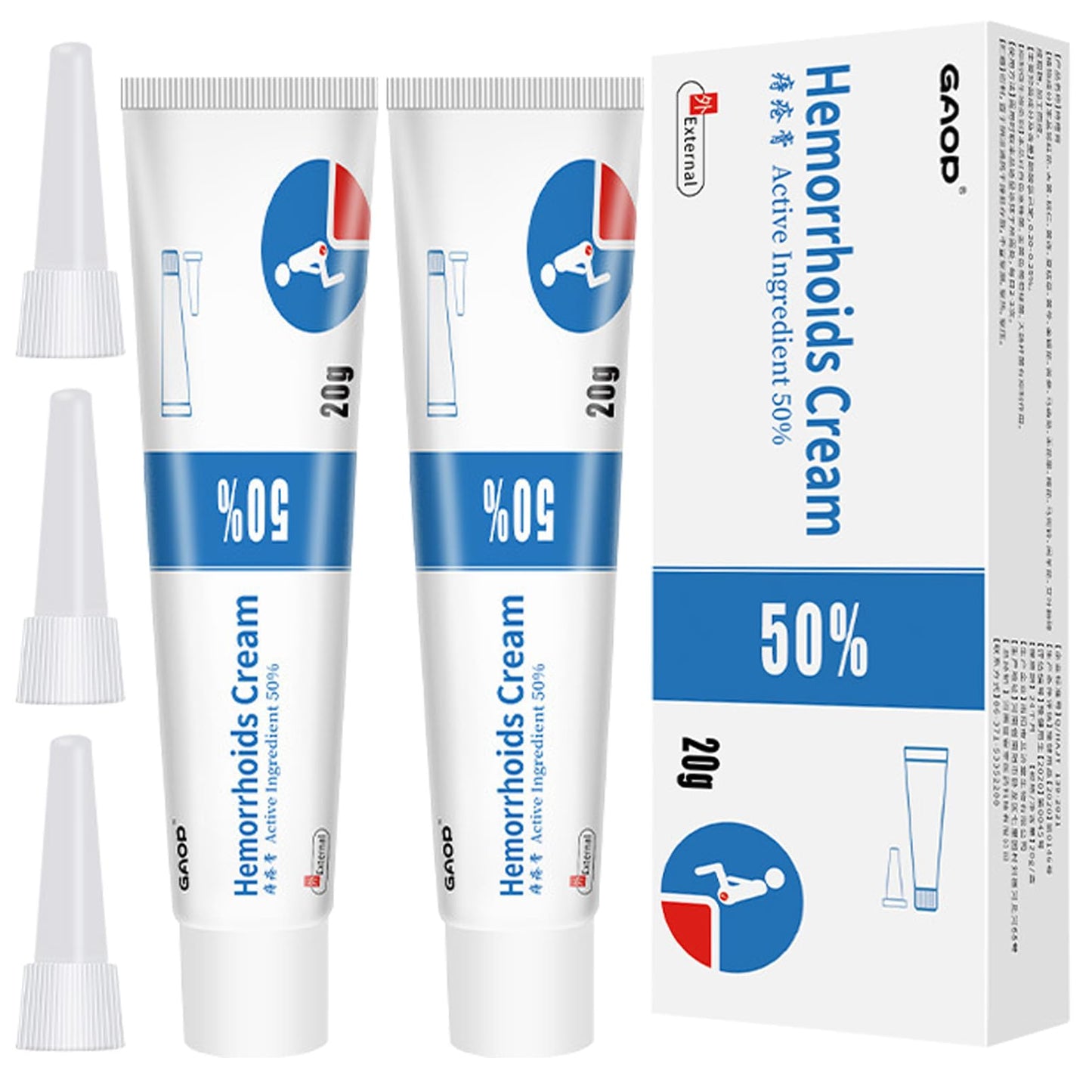 KYZTMHC GAOP Hemorrhoid Crema 50%, Hemorrhoids Ointment, Natural Soothe Herbal Hemorrhoid Ointment, Herbal Hemorrhoids Relief Cream for Men & Women (2pcs)