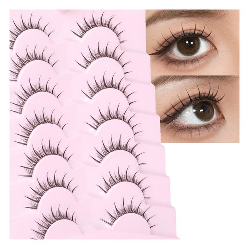 Manga Lashes Anime False Eyelashes Wispy Natural Lashes Manhua Individual Clusters Extensions with Clear Band Japanese Korean Makeup 7 Pairs Fake Eyelashes Pack by EYDEVRO