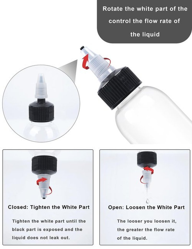 EOSAU 10 Pcs 2oz Plastic Squeeze Bottles with Twist Top Cap, 60ml Clear Dispensing Bottles, Empty Squirt Bottle for Liquids, Sauces, Arts, Crafts, Travel