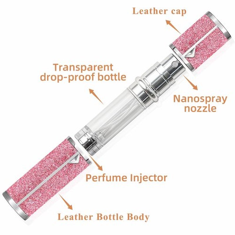 muilsae AB00GR Leatherette Refillable Perfume Atomiser 5ml, Bottom Fill Perfume Bottle, Portable and Leak-proof Suitable for Women and Men (AB00GR 5ml)