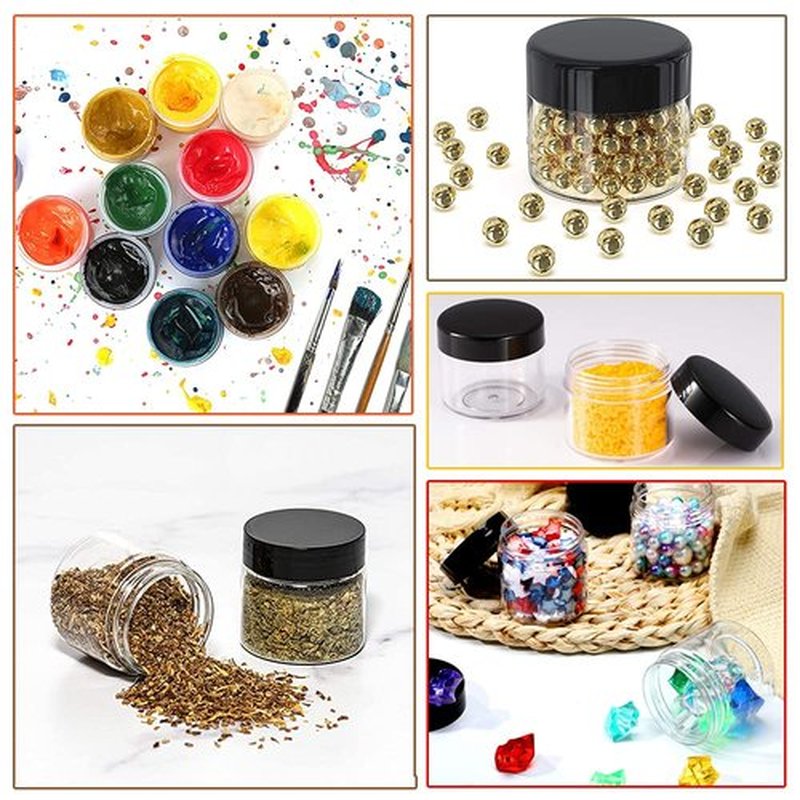 6 oz Small Plastic Containers with Lids Plastic Jars with Lids + 20g/20ml Small Containers with Lids Cosmetic Sample Jar (24 Pack) - for Lip Scrub, Body Butters, Cream, Slime, Craft Storage