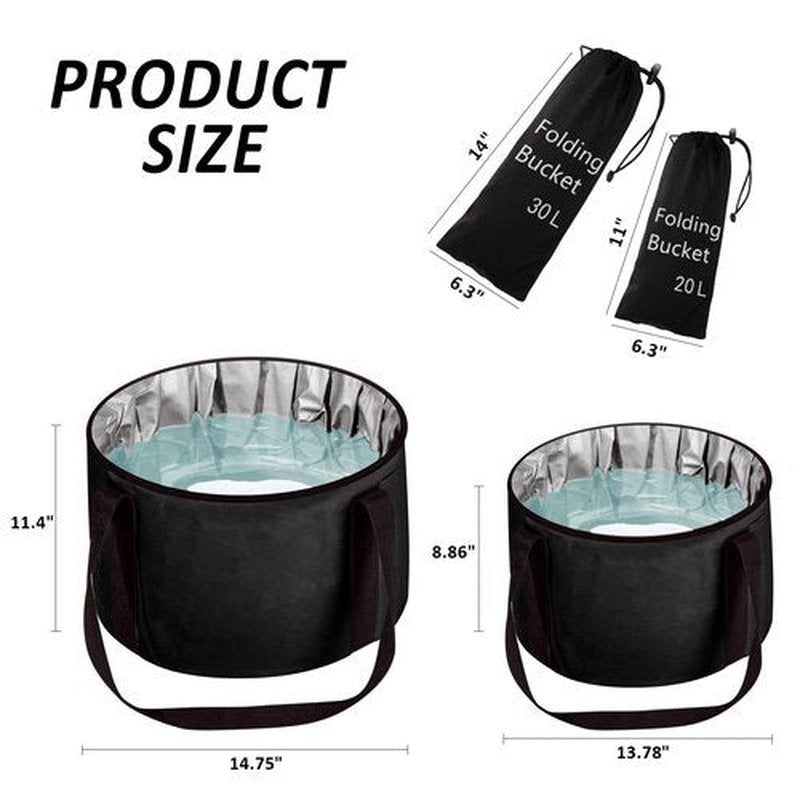 JSVSLTD Foot Bath Basin 30L Collapsible Bucket, Portable Foot Soak Tub Feet Soaking Bucket for Outdoor Travel, Camping, Fishing（Black)