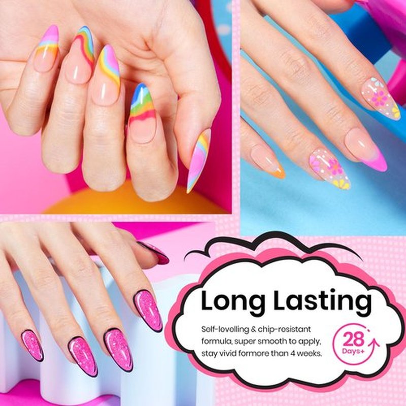 Beetles 24Pcs Gel Nail Polish Set with Base Gel Top Coat White Black Liner Gel Nail Art Brush, 2024 Summer Gel Polish Kit Neon Bright Blue Pink Purple Green Jelly Gel Polish Soak Off Uv Gel Nail Kit