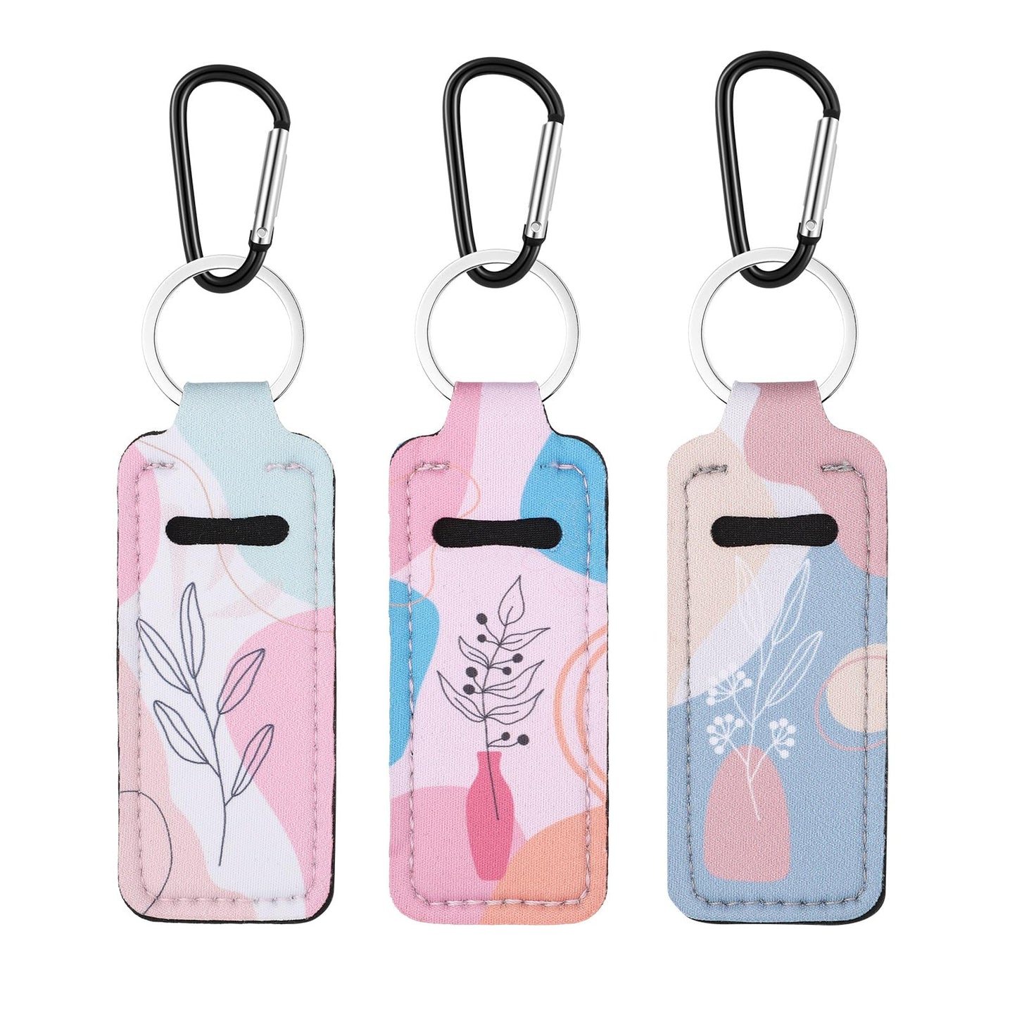 Pengxiaomei 3 Pcs Chapsticks Holder Keychain for Lipstick, Lip Balm Keychain Holder with Metal Clip Easter Gifts for Women Easter Basket Stuffers