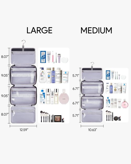 OlarHike Travel Toiletry Hanging Bag Waterproof Bags, Makeup, Toiletries, jewelry, Travel Essentials 3 in 1 Packing Organizers, Travel-Sized Container, Medium Capacity for Men women (Black)