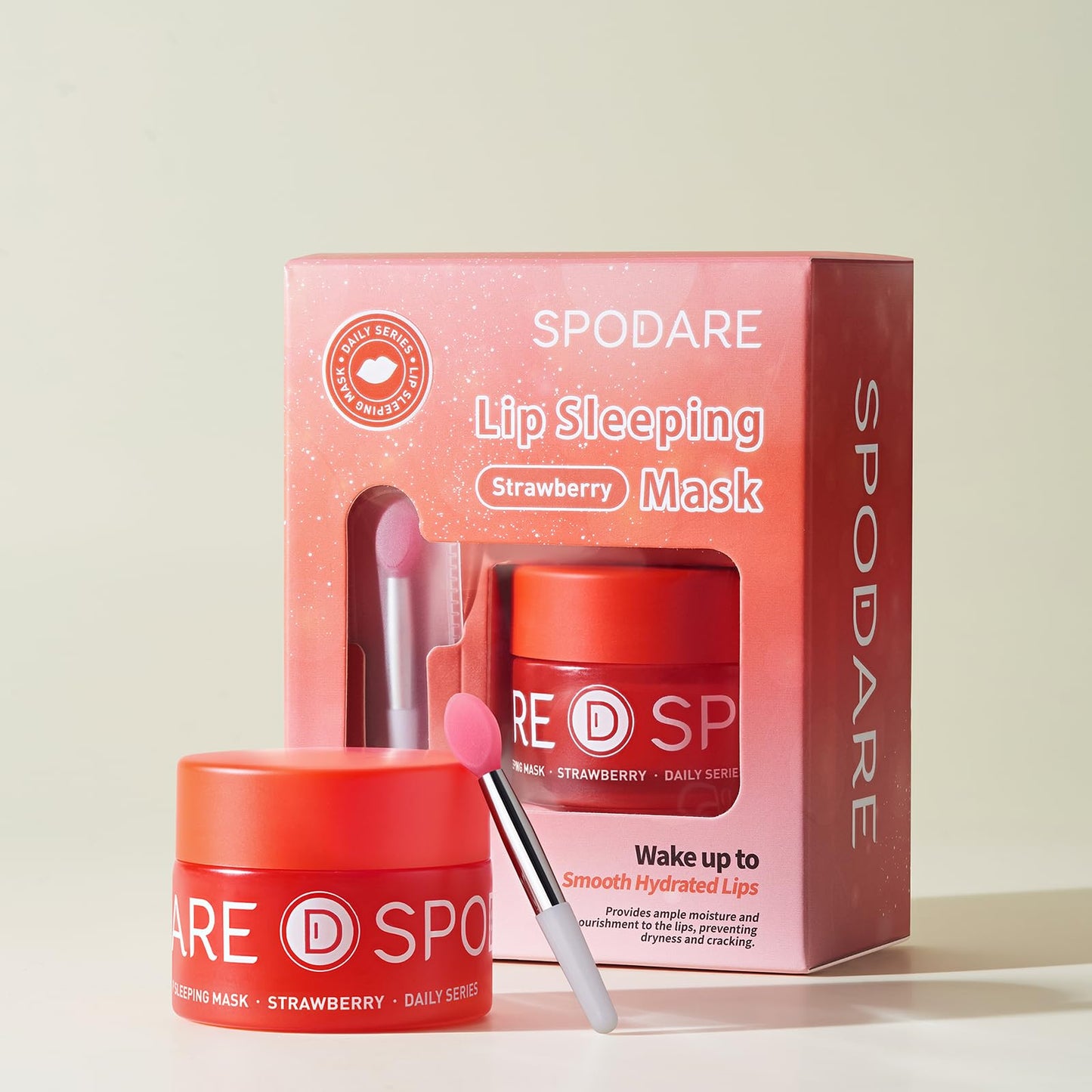 SPODARE Sleeping Lip Mask Strawberry - Overnight Lip Treatment, Lip Care Hydration, Repair for Dry Cracked Lips, Vitamin C, Soft and Nourished Lips Overnight, Christmas, with Shea Butter - 12g