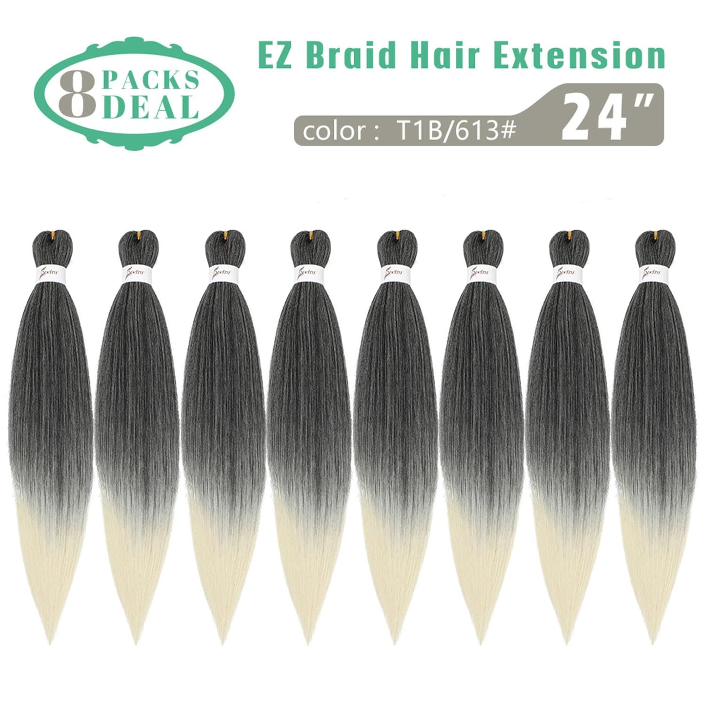 Pre Stretched Braiding Hair 24 Inch - 8 Packs Ombre Blonde Braids Synthetic Hair Extensions Professional Crochet Braid Neat Soft EZ Braids for Braiding Weave Yaki Straight