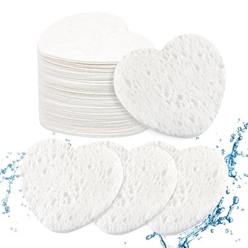 50-Count Compressed Facial Sponges, 100% Natural Cosmetic Spa Sponges for Facial Cleansing for Daily Facial Cleansing, Exfoliating Mask, Makeup Remover. Ideal for Home and Travel. (White)