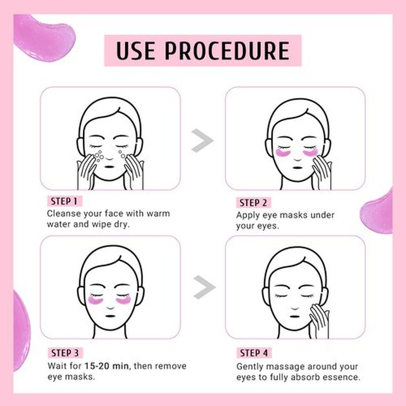 PEAUAMIE Under Eye Patchs (30 Pairs) Rose Eye Mask for Dark Circles and Puffiness Wrinkle Eye Bags (Rose)