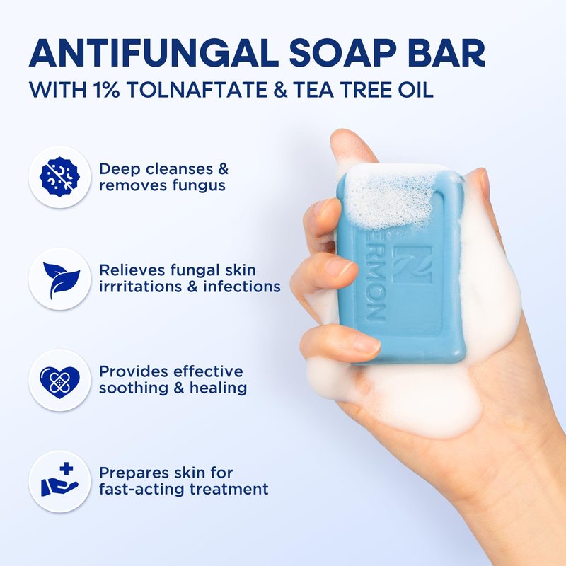 Hermon Antifungal Jock Itch Spray & Soap Kit: Powerful Treatment of Antifungal Spray & Soap for Jock Itch with 2.01 fl.oz & 2 Bars - Fast & Effective Relief of Itching, Burning, Redness, & Irriation