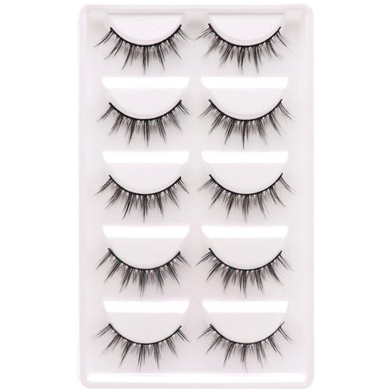 Veleasha Manga Lashes Spiky False Eyelashes 100% Handmade Eyelashes Anime Fake Lashes Lightweight Wispy Lashes 5 Pairs Pack (6D75)
