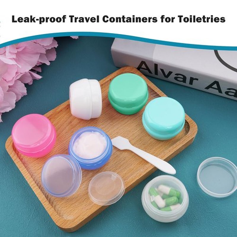Cosywell Travel Containers Travel Size Containers for Toiletries Cream Jars 6PCS Refillable Leak-proof Travel Accessories with Lid for Lotion Cosmetic Makeup Body Cream