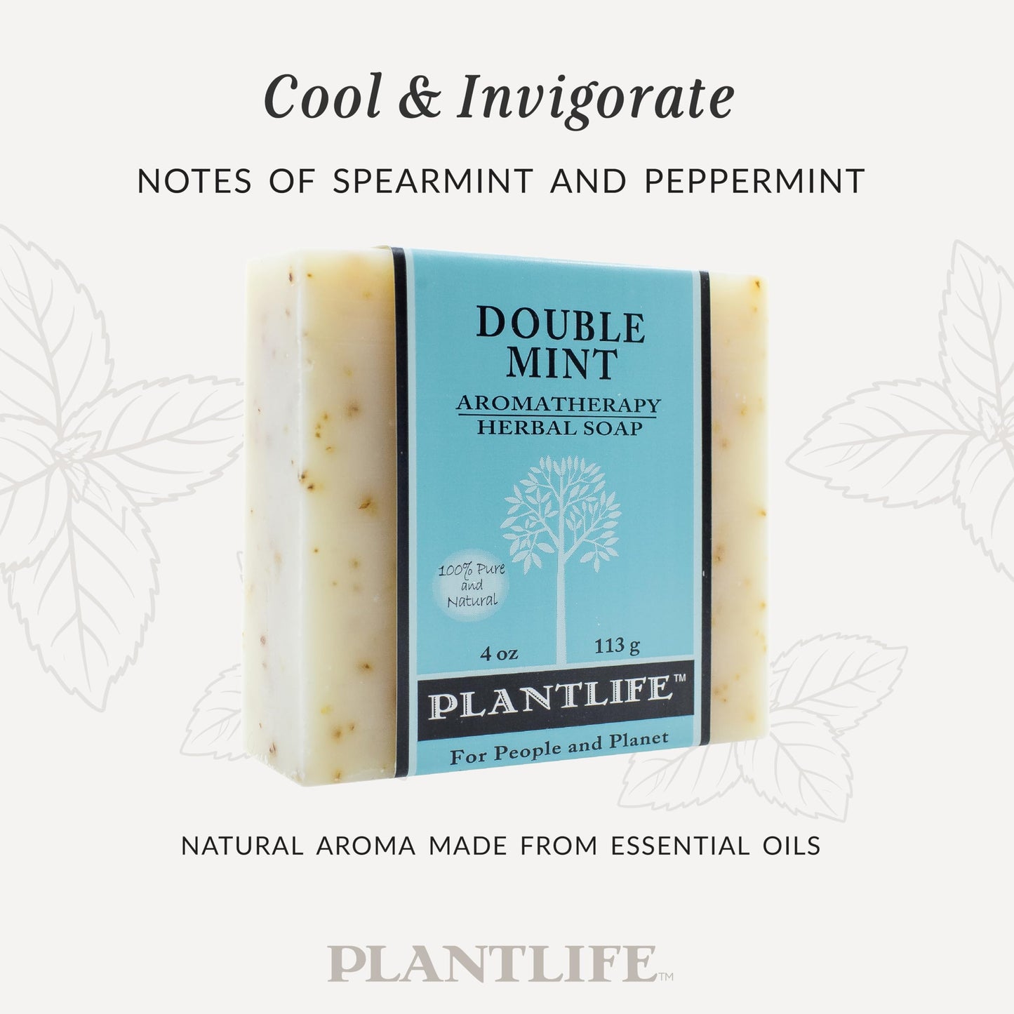Plantlife Double Mint Bar Soap - Moisturizing and Soothing Soap for Your Skin - Hand Crafted Using Plant-Based Ingredients - Made in California 4oz Bar
