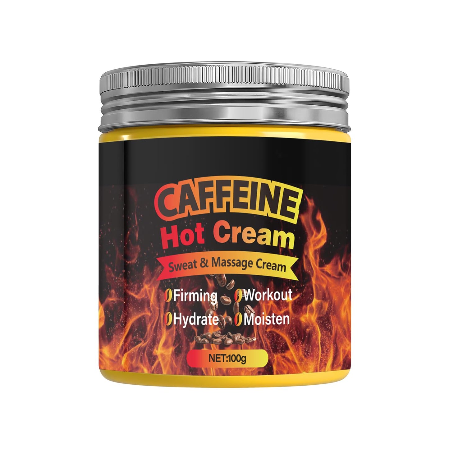 Caffeine Hot Cream，Sweat & Massage Cream，Belly Fat Burner Sweat Enhancer，Burns cellulite on thighs, legs, abdomen and buttocks，Suitable for both men and women，100g